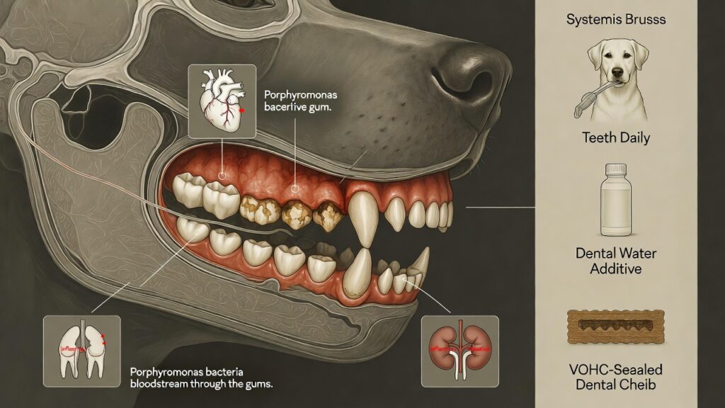 Preventative dog grooming infographic showing health benefits, proper brushing, dental care, and nail trimming for long-term canine hygiene and wellness
