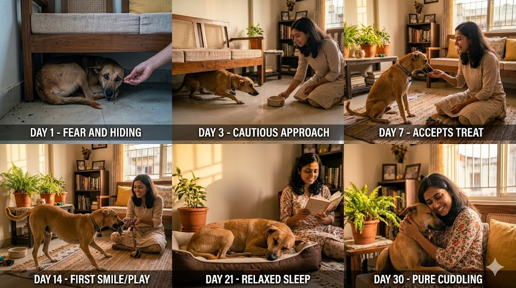 Dog adoption near me campaign showing abandoned dogs ready to be adopted